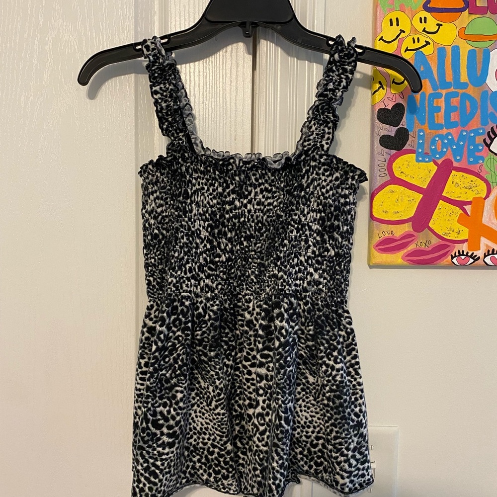 cheetah smocked tank